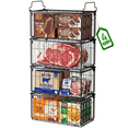 thumbnail image 1 of Freezer Organizer Bins, TAIMASI 4 Pack Stackable Deep Chest Freezer Baskets with Foldable Handles, Coated Metal Storage Containers for 3.5-7 Cu.FT Deep Freezer, Frozen Meats  Food Organization, 1 of 8