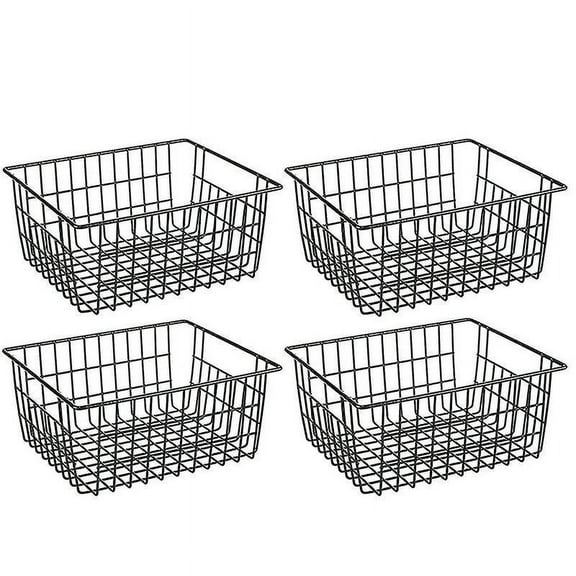 Freezer Refrigerator Wire Storage Baskets,4 Pack Metal Baskets Food Storage Organizer Bin With Buil