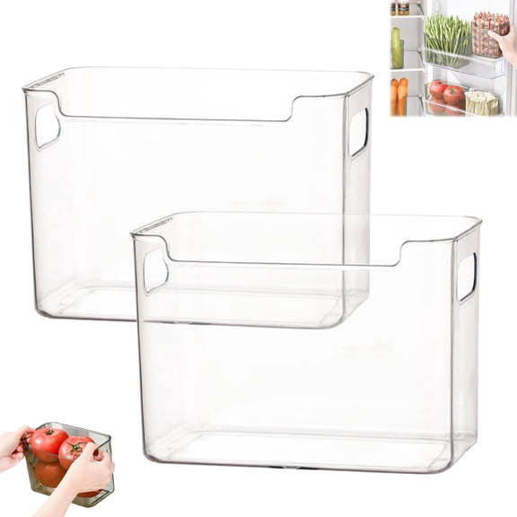 Freezer Storage Bins, 2026 Upgraded Clear Tall Plastic Bins For Refrigerator And Pantry, Stackable Kitchen Cabinet Organizer With Handles For Frozen Food