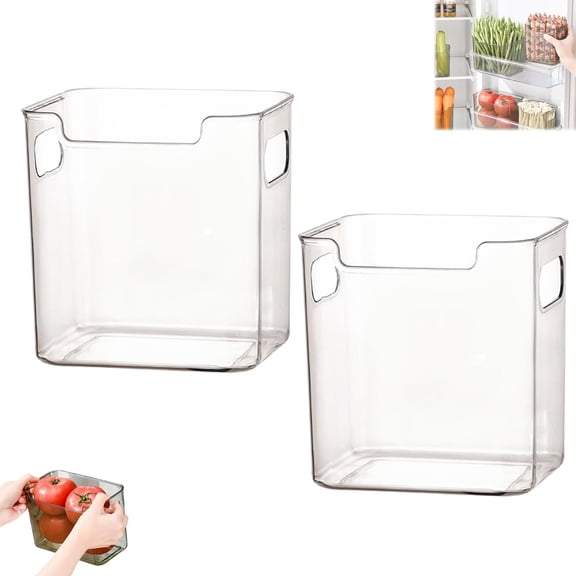 Freezer Storage Bins, 2026 Upgraded Clear Tall Plastic Bins For Refrigerator And Pantry, Stackable Kitchen Cabinet Organizer With Handles For Frozen Food