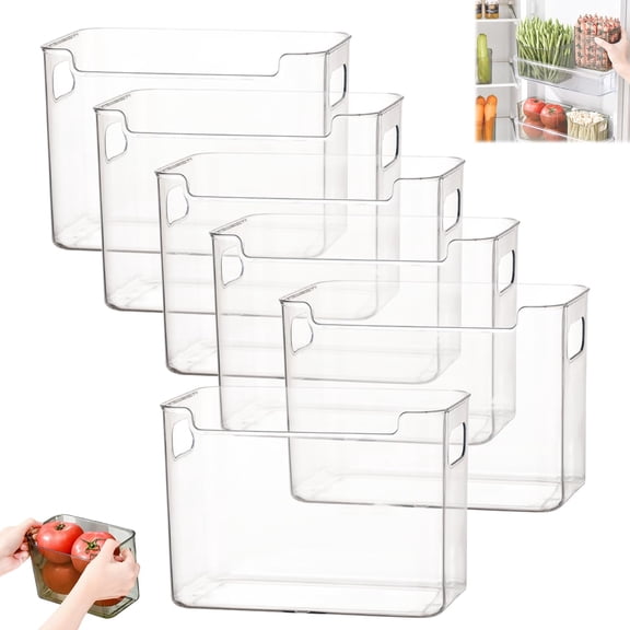 Freezer Storage Bins, 2026 Upgraded Clear Tall Plastic Bins For Refrigerator And Pantry, Stackable Kitchen Cabinet Organizer With Handles For Frozen Food