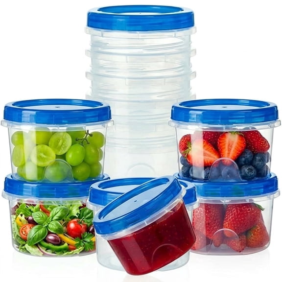 10 Pack 16 oz Freezer Storage Containers with Twist Top Lids, Stackable Reusable Food Containers for Soup, Salad, Oats & Lunch, BPA Free, Microwave & Dishwasher Safe