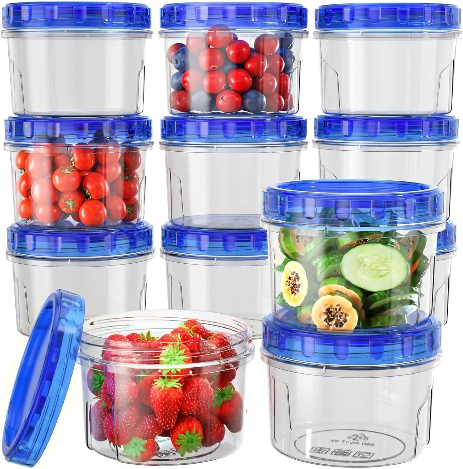 Freezer Storage Containers, [12 Pack-16 Oz] Airtight Plastic Food ...