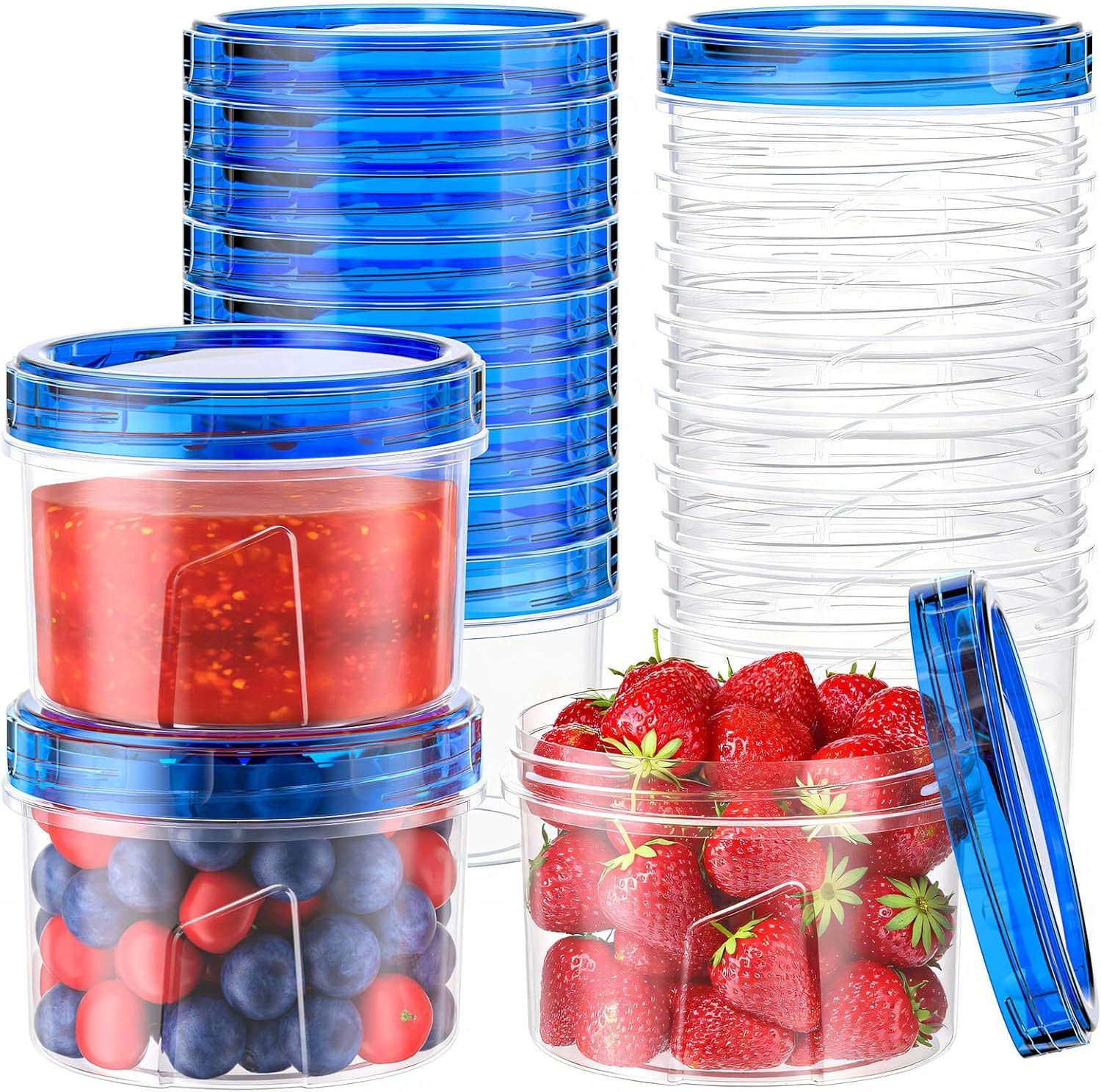 Freezer Storage Containers, [12 Pack-16 Oz] Airtight Plastic Food Storage Containers with Twist Top Lids, Soup, Meal Prep Containers | BPA Free | Stackable | Leakproof