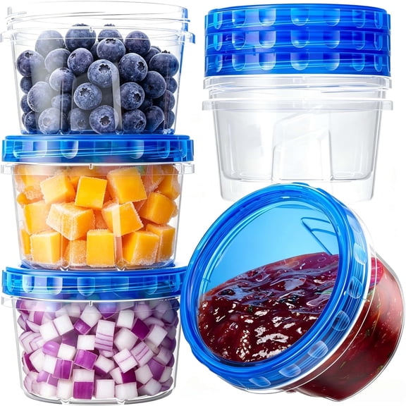 Freezer Storage Containers 16 oz - 6 Pack Soup Freezer Containers with Airtight Twist Top Lids - Plastic Soup Container with Lids for Lunch, Leftovers, Food Prep Containers with Leak-proof BPA Free