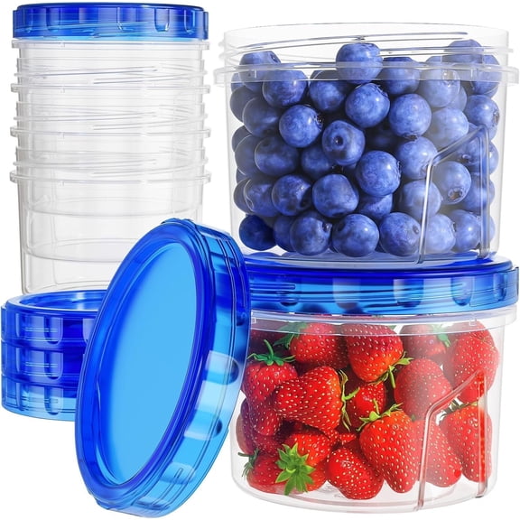 Freezer Storage Containers, 6 Pack-16 Oz Airtight Plastic Food Storage Containers with Twist Top Lids, Soup, Meal Prep Containers, BPA Free, Stackable, Leakproof, Microwave/Dishwasher Safe