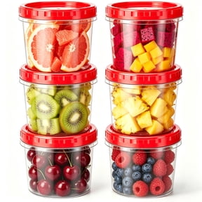 TINANA Freezer Storage Containers with Lids, 17 oz 6 Pack Twist Top Round Plastic Food Storage Containers, Leak Proof, Microwave Dishwasher Safe