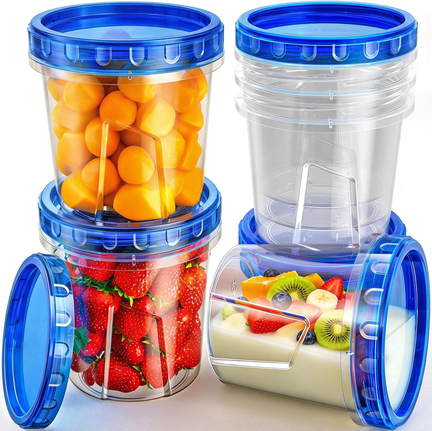 Freezer Storage Containers, [6 Pack-24 Oz] Airtight Plastic Food ...