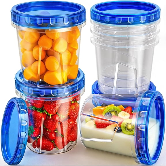 Freezer Storage Containers, [6 Pack-24 Oz] Airtight Plastic Food Storage Containers with Twist Top Lids, Soup, Meal Prep | BPA Free | Stackable | Leakproof | Microwave/Dishwasher Safe