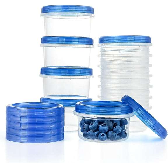 Food Storage Containers with Twist Top Lids, Ultra Thick Airtight Plastic Containers for Soup, Leftover, Ice Cream, Overnight Oats, BPA Free Stackable Freezer Containers