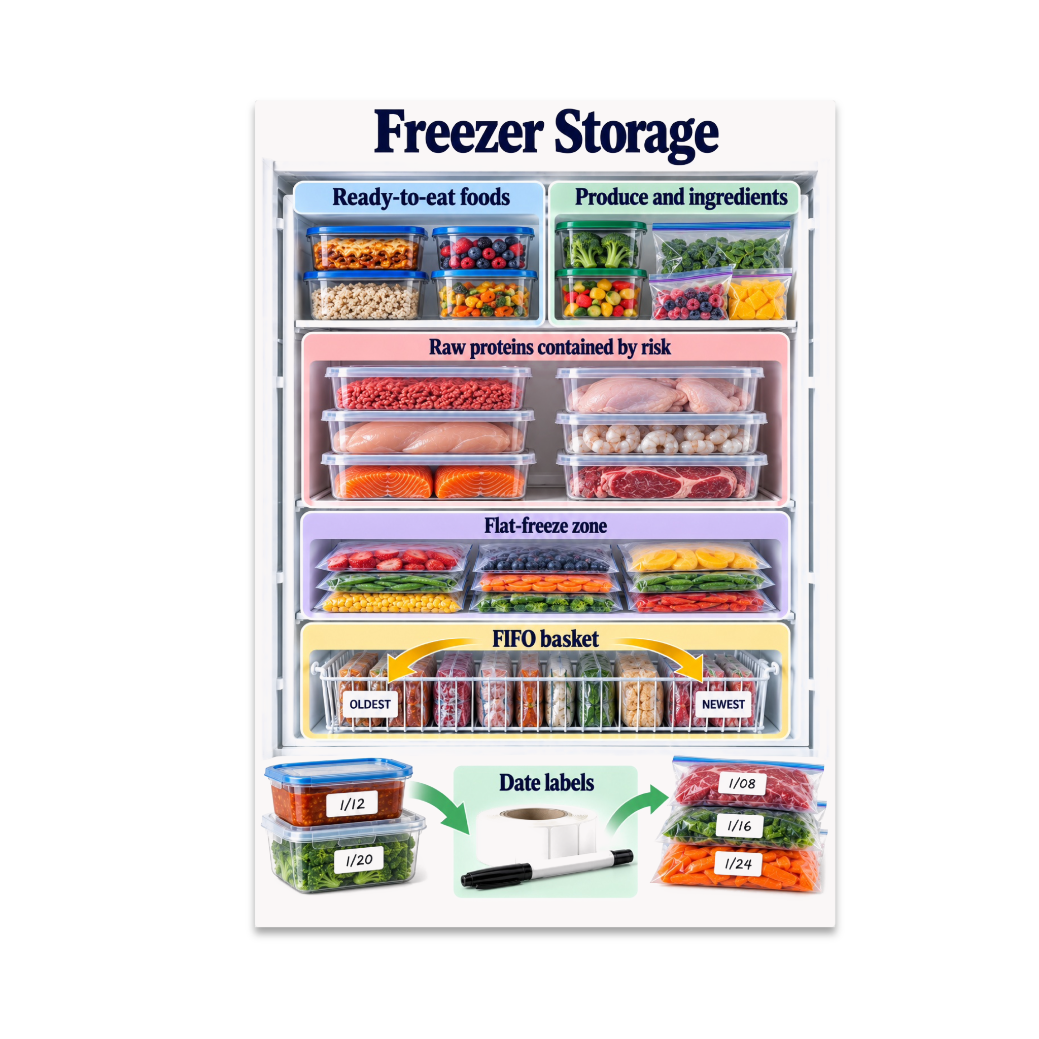 Freezer Storage Guide - Home Cook - 13x19 Poster Print - Walmart.com