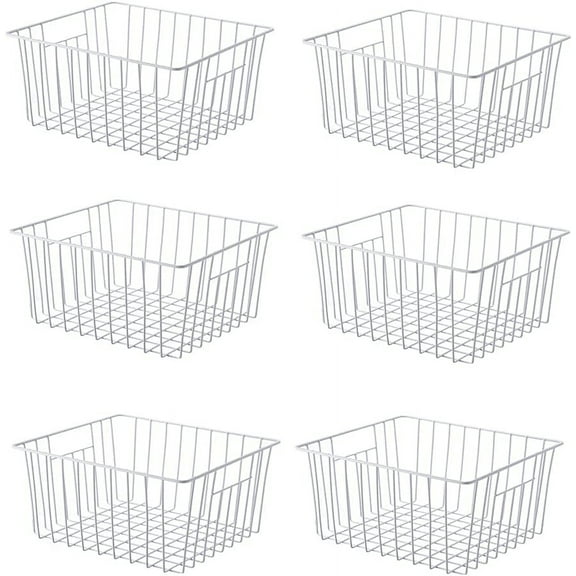 Freezer Storage Organizer Baskets, Household Refrigerator Chest Organization with Built-in Handles for Cabinets, Pantry, Closets, Bedrooms