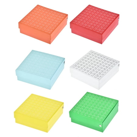 Freezer Tube Box 81 Places Waterproof Cardboard Holder Rack for 1.8/2ml Microcentrifuge Tubes, 6in1 Set