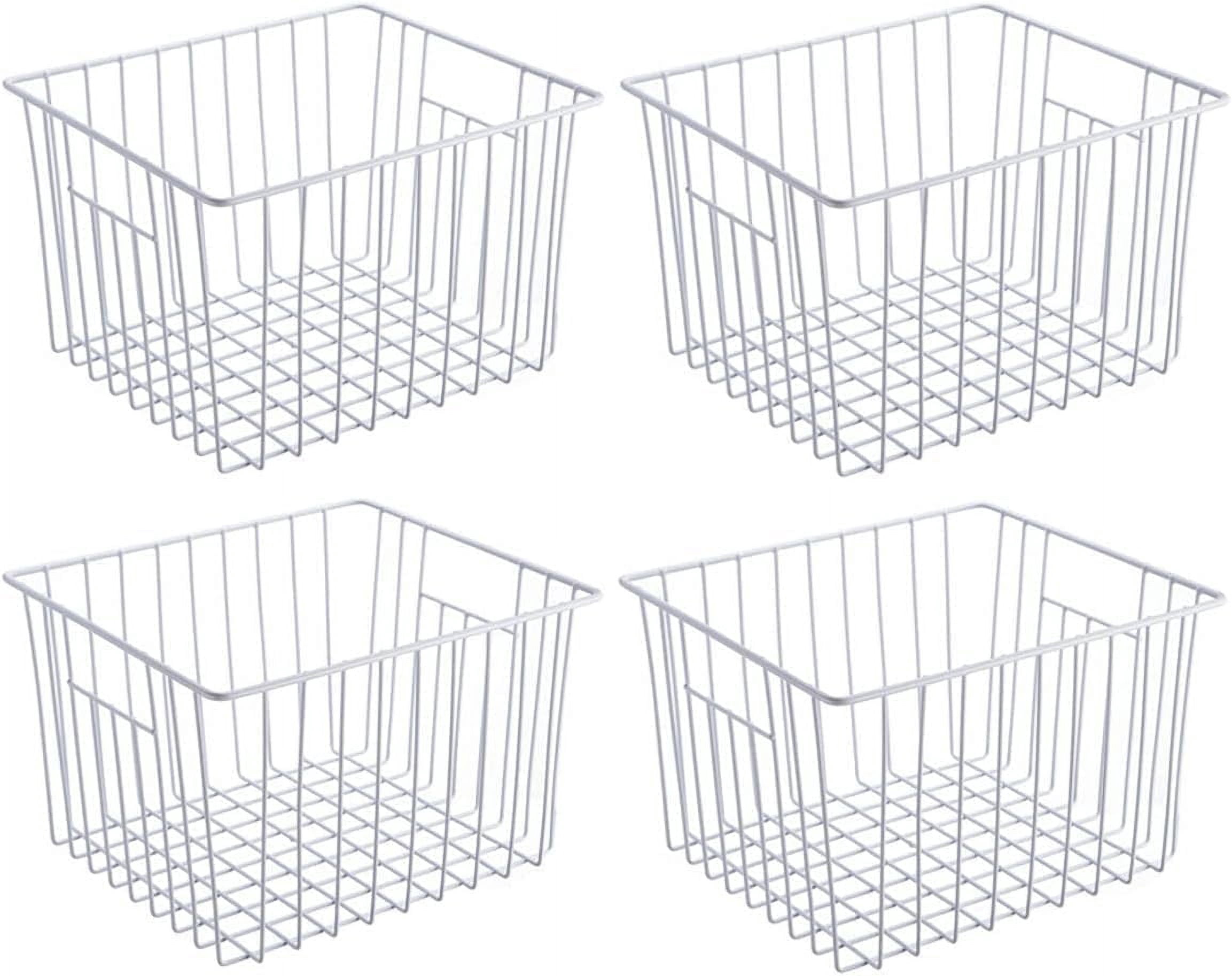Freezer Storage Rack (2 Pack) - Wire Basket Organizer, PE Coated, 49.5 X 24.5 X 20 Cm, Black, For Freezer Or Pantry Shelving