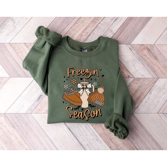 Freezin Season Shirt, season Season Sweatshirt, Womens season Sweatshirt, Freezing Cold Sweatshirt, Winter Shirt, Cozy Season Sweatshirt All Size S-5Xl