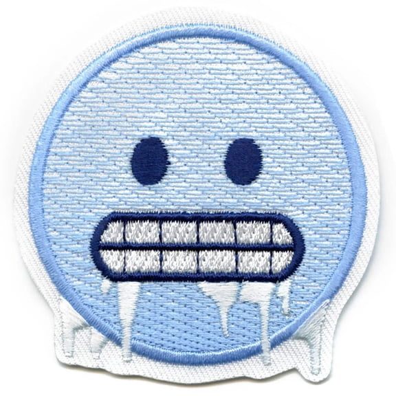Freezing Cold Icy Emoji Iron On Embroidered Patch