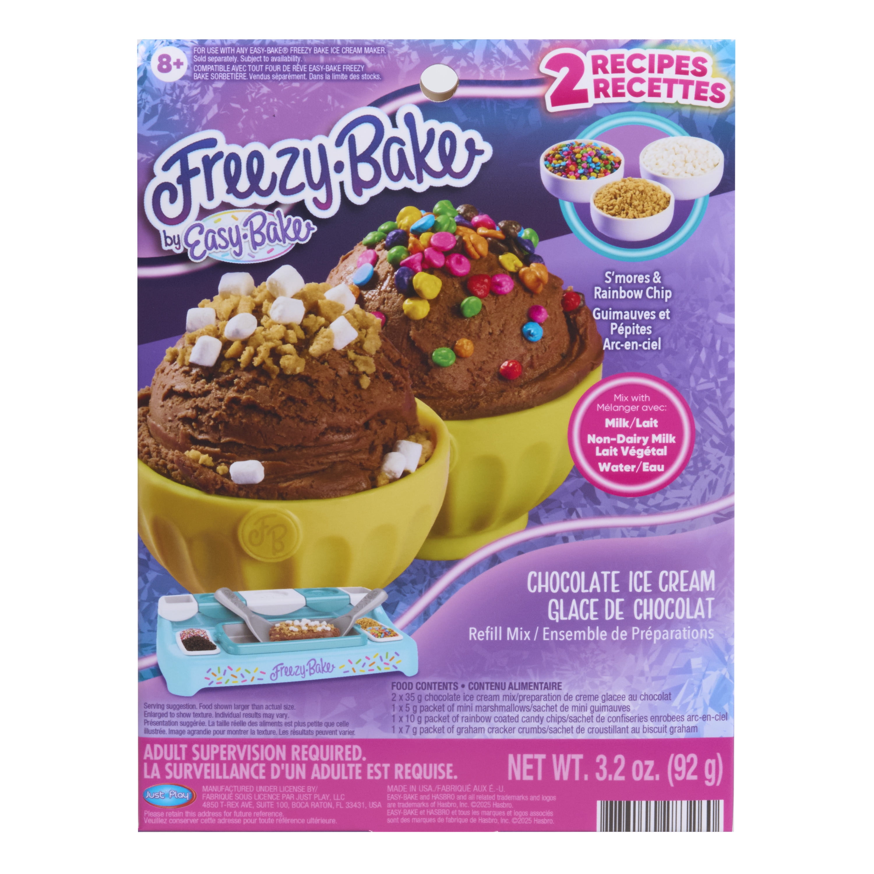 Freezy-Bake Chocolate Ice Cream Mix - S'mores and Rainbow Chip, Kids Ages 8 and up