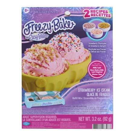 Freezy Bake by Easy-Bake Strawberry Ice Cream Mix - Strawberry Shortcake and Strawberry Delight, Kids Ages 8+
