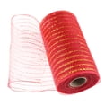 thumbnail image 1 of Frehsky Curling Ribbon Christmas Decoration Mesh Flower Packaging Mesh Plastic Gold Wire Mesh Roll for Wreaths Wrapping 15Cmx10 Size Party Favors Red, 1 of 2