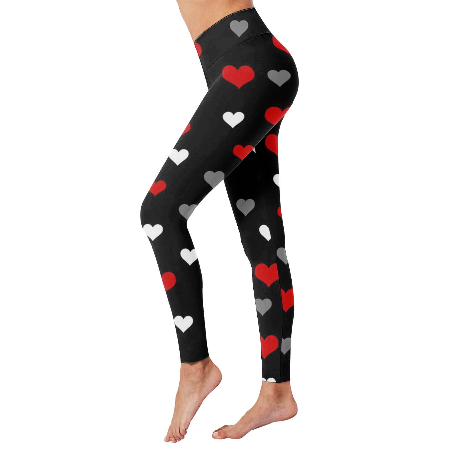 Frehsky High Waisted Leggings Womens Tights Compression Valentine's Day ...