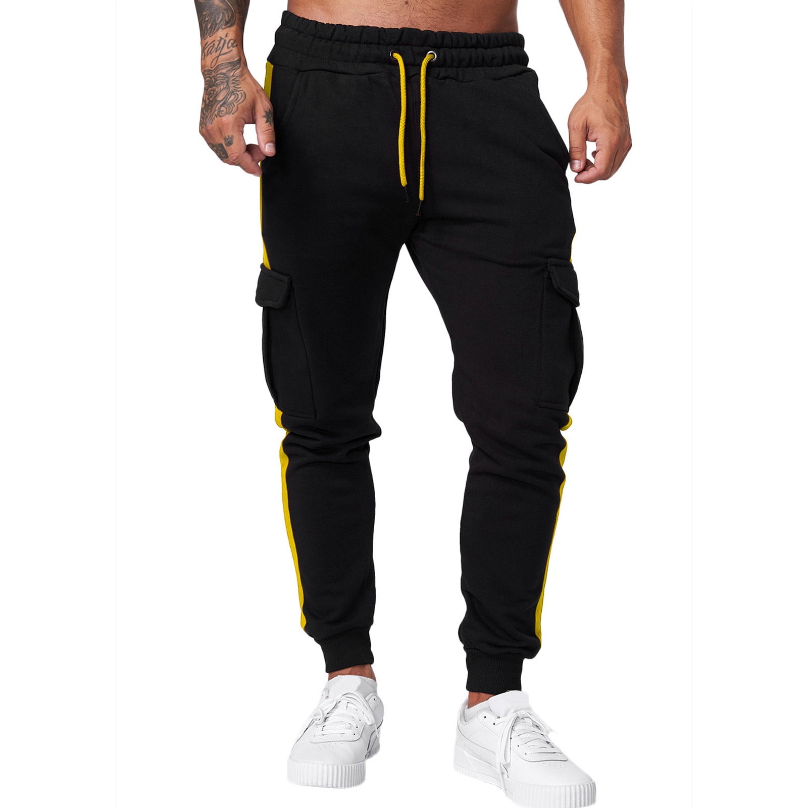 Men's Cargo Sneaker in Grey, Black And Yellow