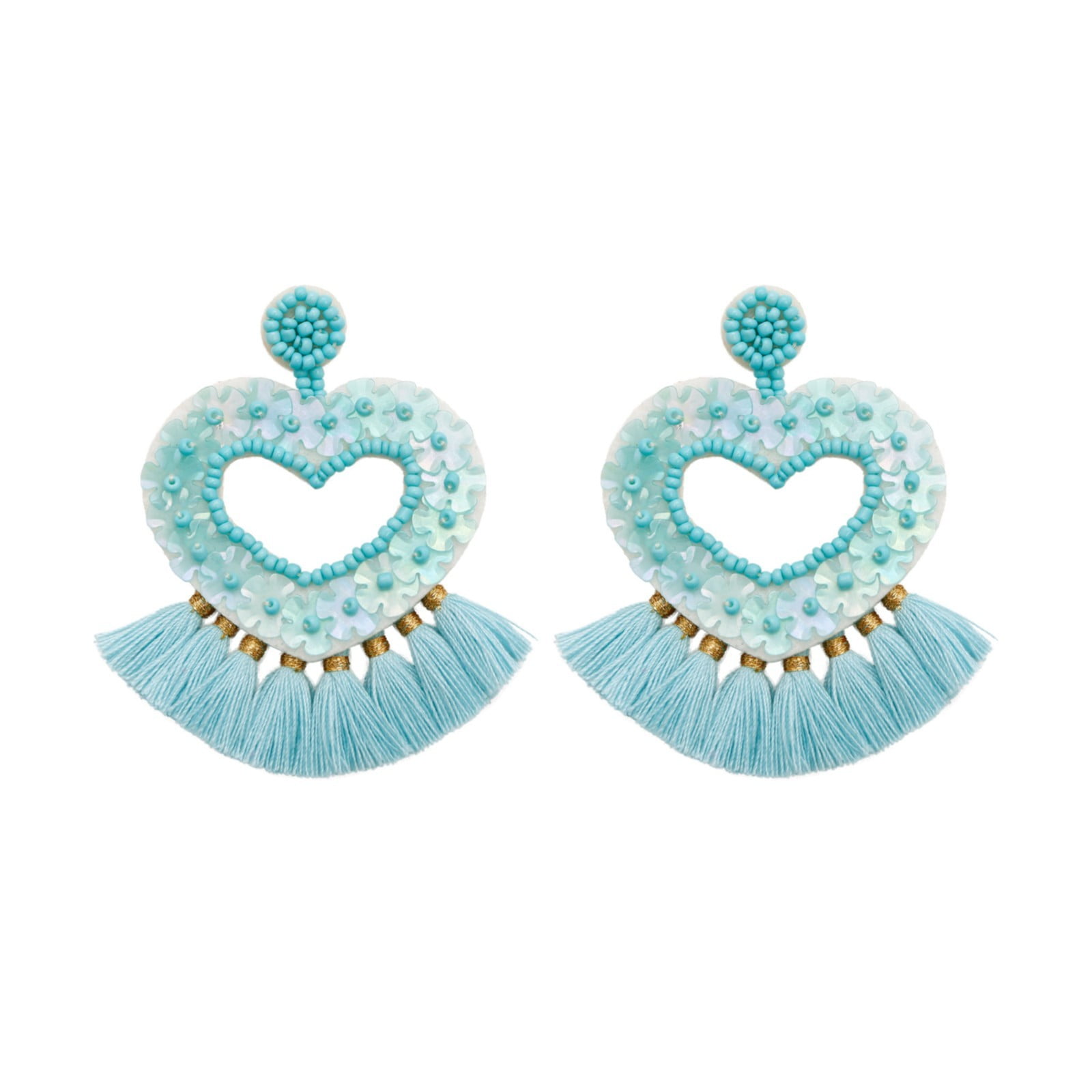 Vintage Blue Sequin Drop Earrings - Ruby Lane