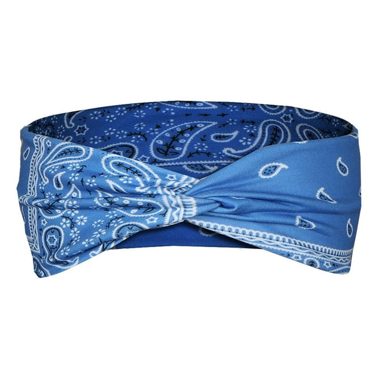 Frehsky headbands for women Women Print Headband Elastic Head Wrap Hair  Band Bandana Headband Blue 