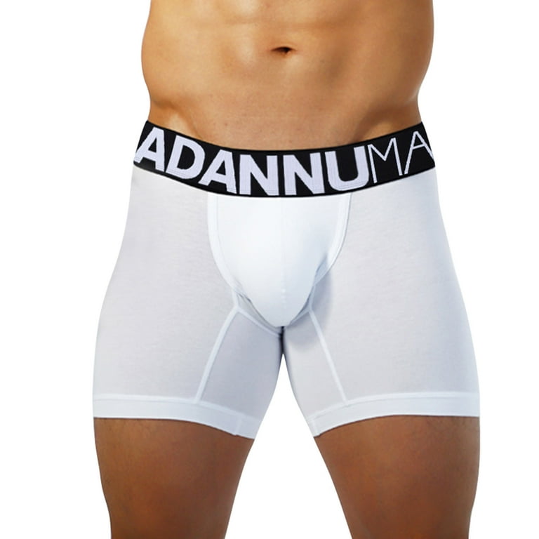 Frehsky mens underwear mens boxer briefs Men's Casual Fine Belt No Side  Seam UnderPants Knickers Solid Boxer White