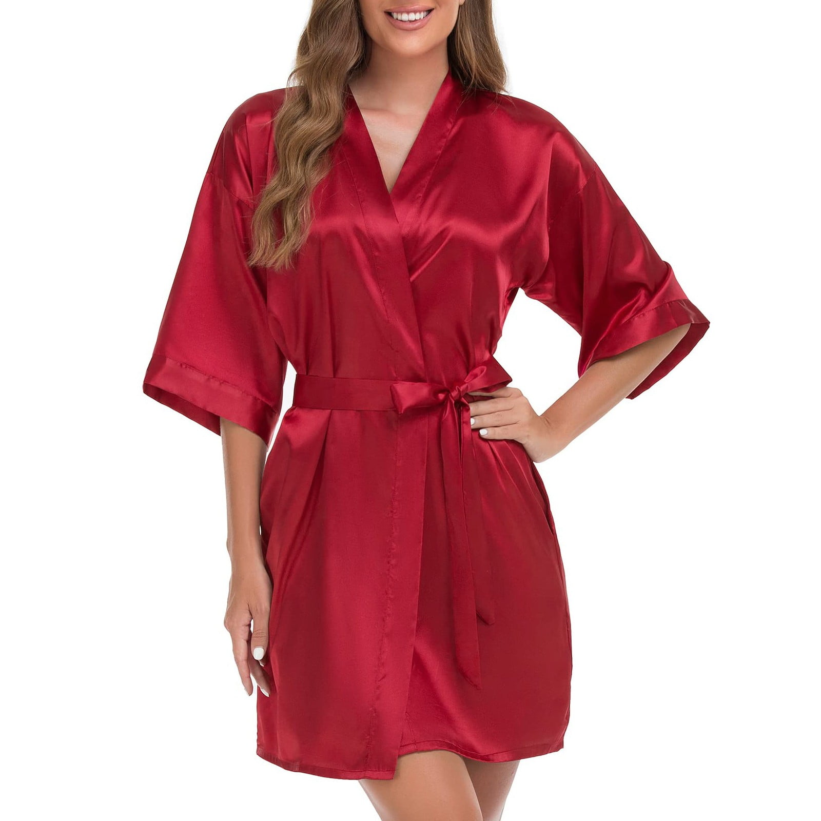 Red Long Bridal Robe With Lace Birthday Gift for Her Kimono - Etsy | Satin  dressing gown, Satin dresses, Dressing gown robe