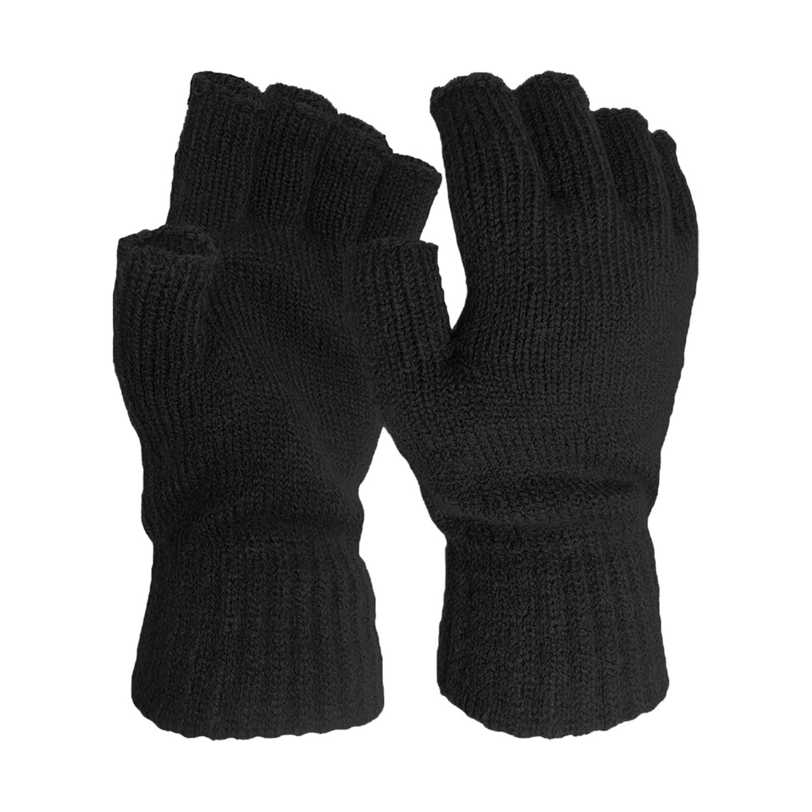 Grey gloves Gloves Warm Solid warm Frehsky Knitted Color Half-finger Winter Men\'s Women\'s And