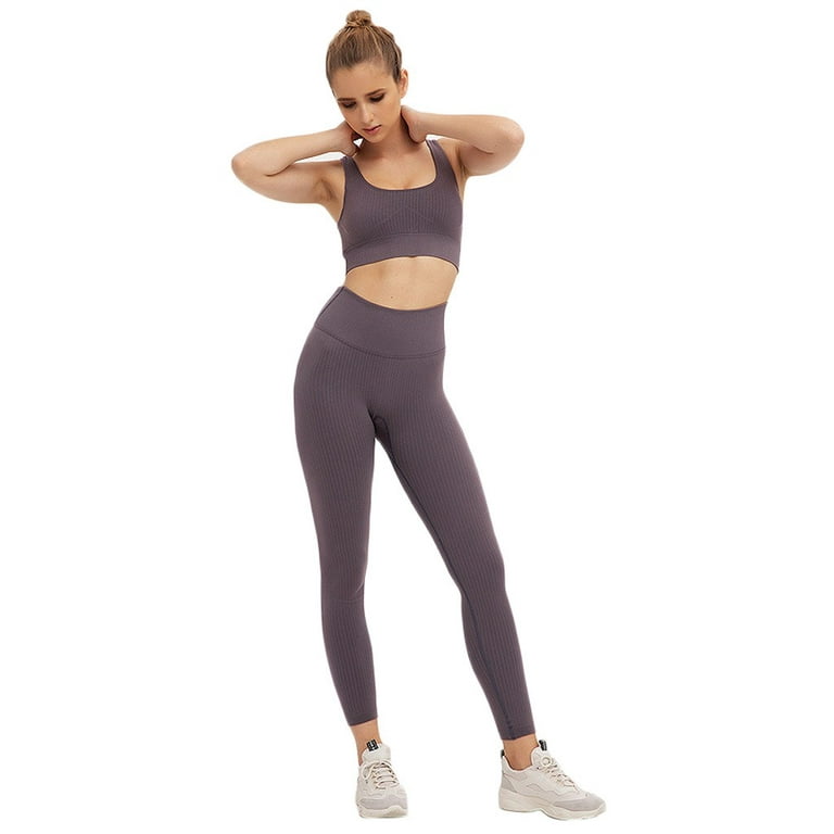 YUNAFFT Women High Waist Yoga Pants Sport Trousers Women Solid High Waisted  Stretchy Slim Fit Sport Yoga Workout Two-Piece Outfits