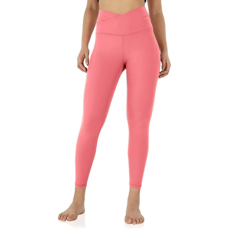 Frehsky yoga pants Women's Cross Waist Yoga Leggings with Inner Pocket  Workout Running Tights Pants yoga pants with pockets for women Pink 