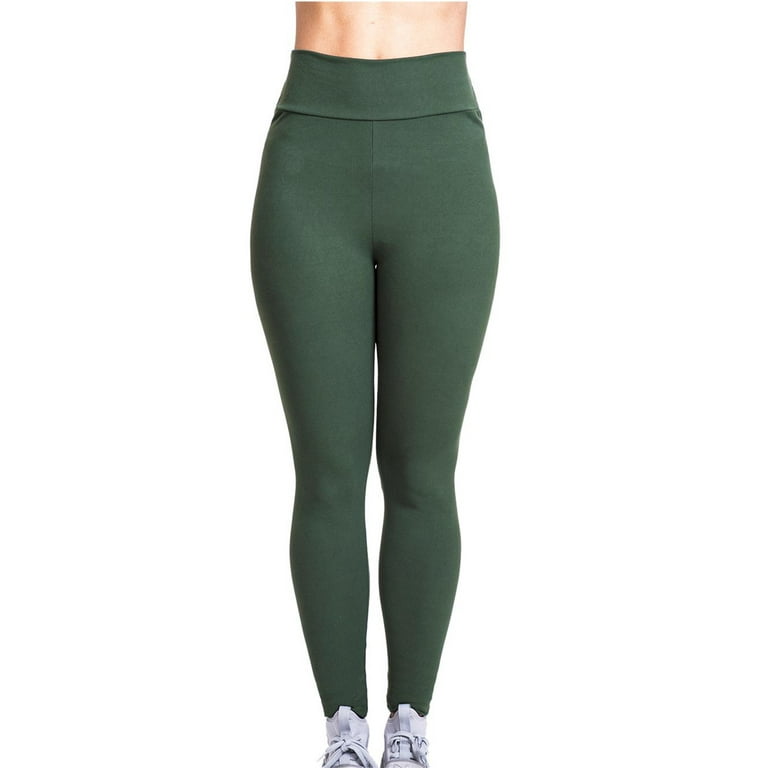 Frehsky yoga pants Women's Solid Color High Waist Stretch Strethcy Fitness  Leggings Yoga Pant high waisted yoga pant for women Green 