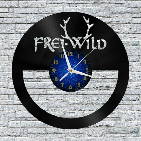 Frei Wild 12 Inch Vinyl Record Wall Clock - Silent, Creative, and Unique Clock for Living Room, Entryway, or Bedroom Decor - Perfect Gift Idea(12 inchs B without LED)
