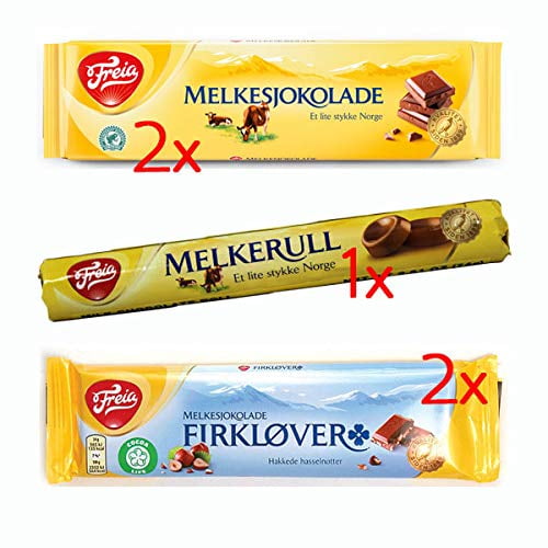 Freia ~ Variety Pack (2 Melkesjokolade 60g, 2 Firklover 60g, 1 Melkerull 74g)