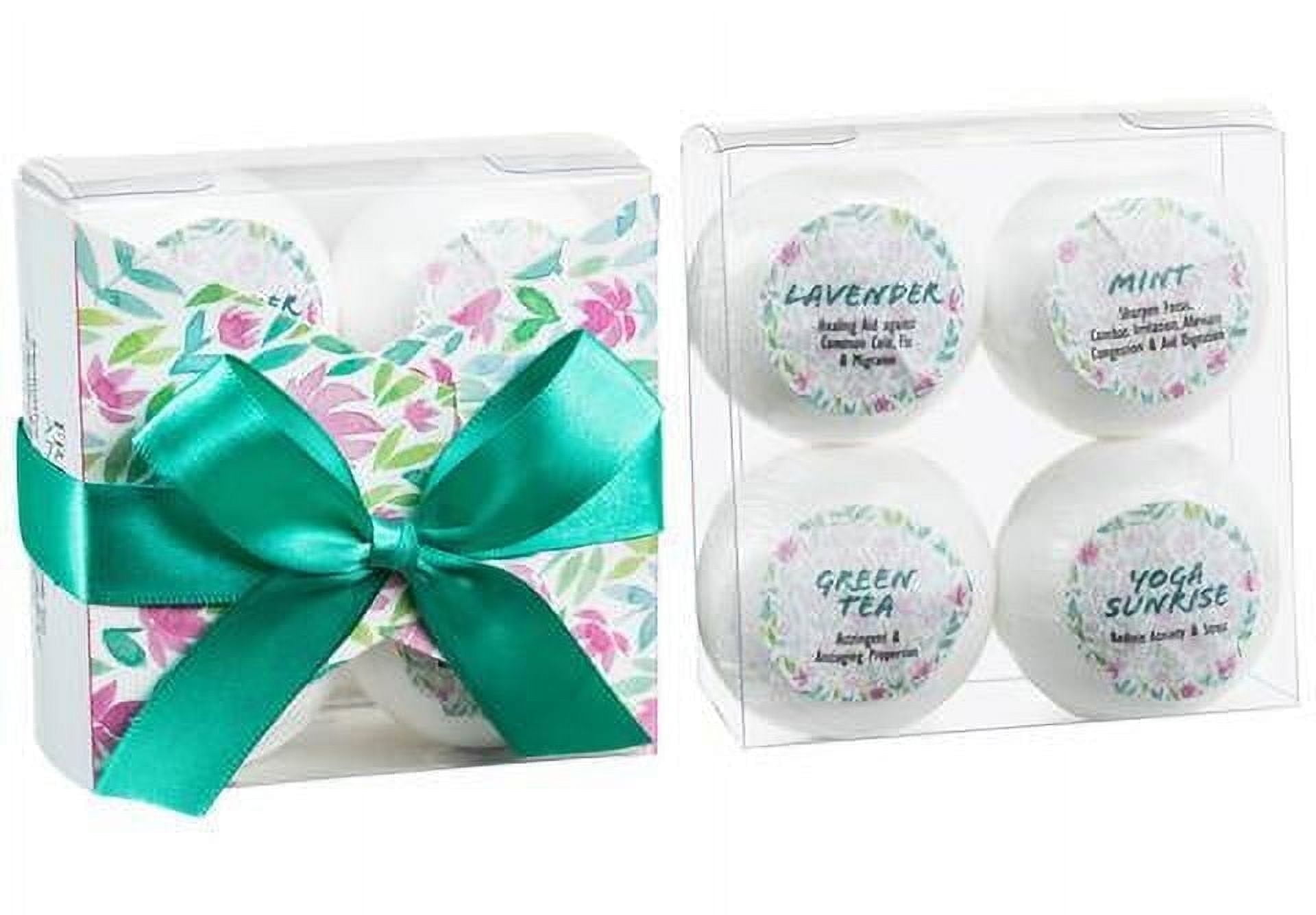 Aromatherapy Bath Bomb Gift Set for Women  4pc Bath and Body Gift Set with Lavender, Green Tea, Mint  Spa Gift Basket for Her  Relaxing Self Care Gift