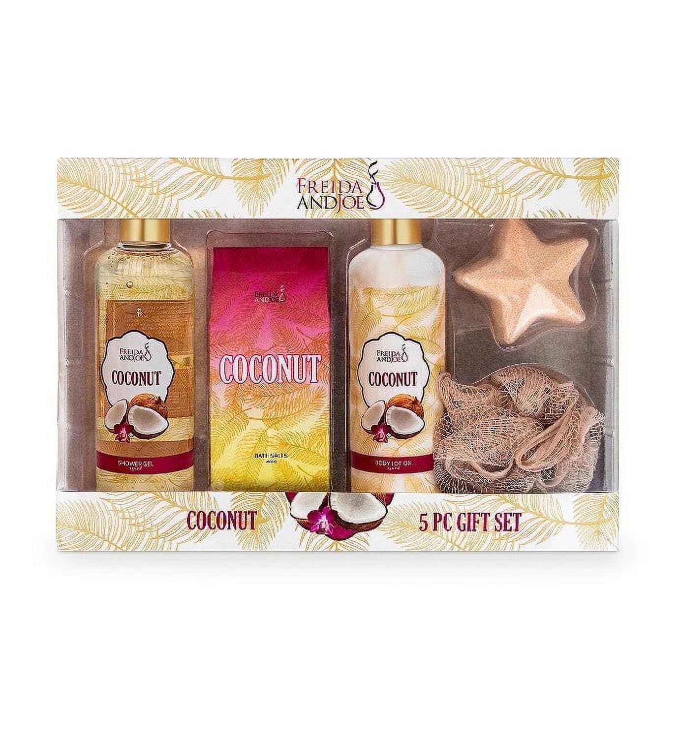Freida and Joe Bath and Body Gift Set for Her Coconut Bath & Body Collection Spa Gift Box - Perfect Gift Box for Women Mother's Day Gifts for Mom