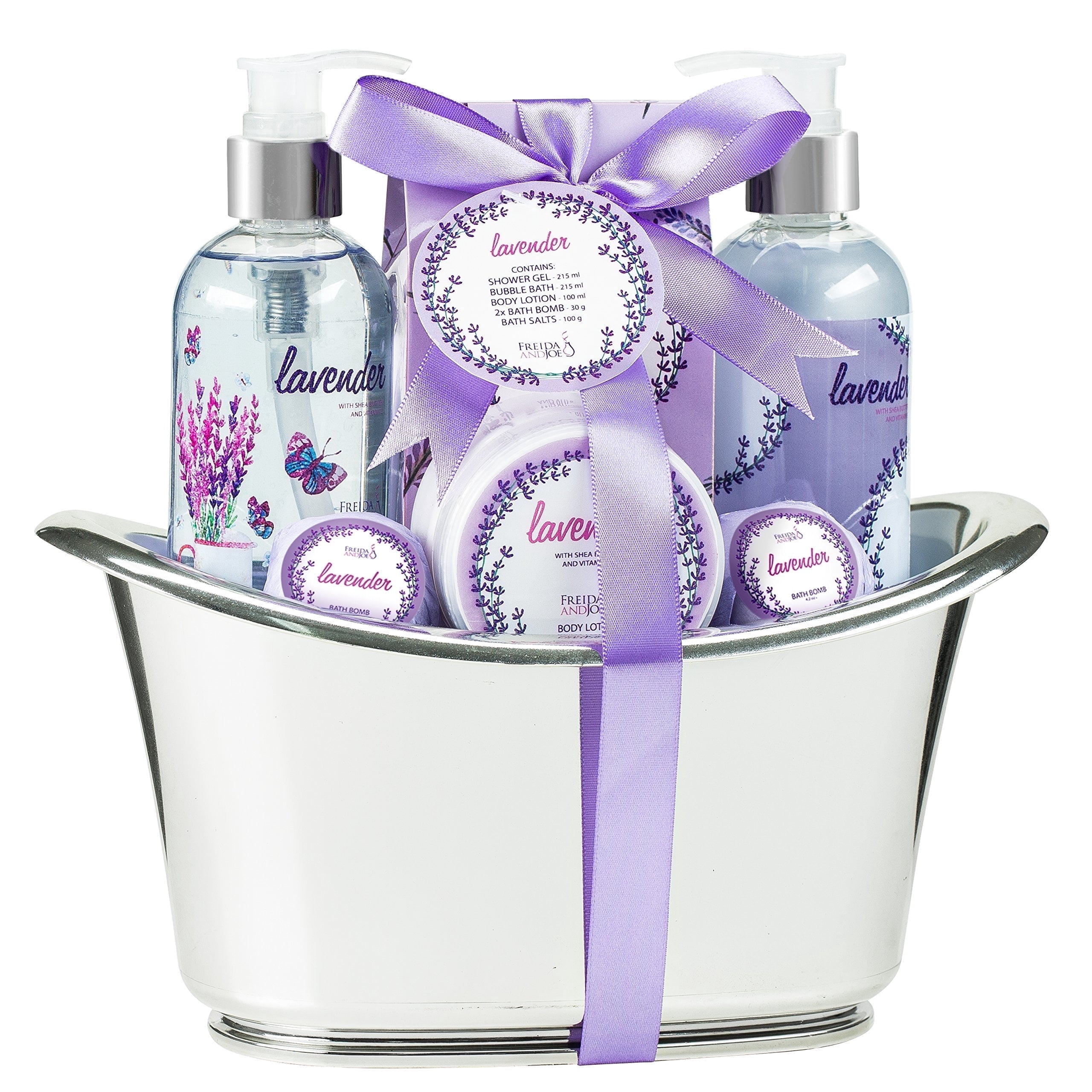 Lavender Aromatherapy Essentials Spa Gift Basket Set for Women - Bath ...
