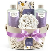 Freida and Joe Bath and Body Gift Set for Her Lavender Fragrance Bath & Body Spa Gift Set Basket - Perfect Gift Basket for Women
