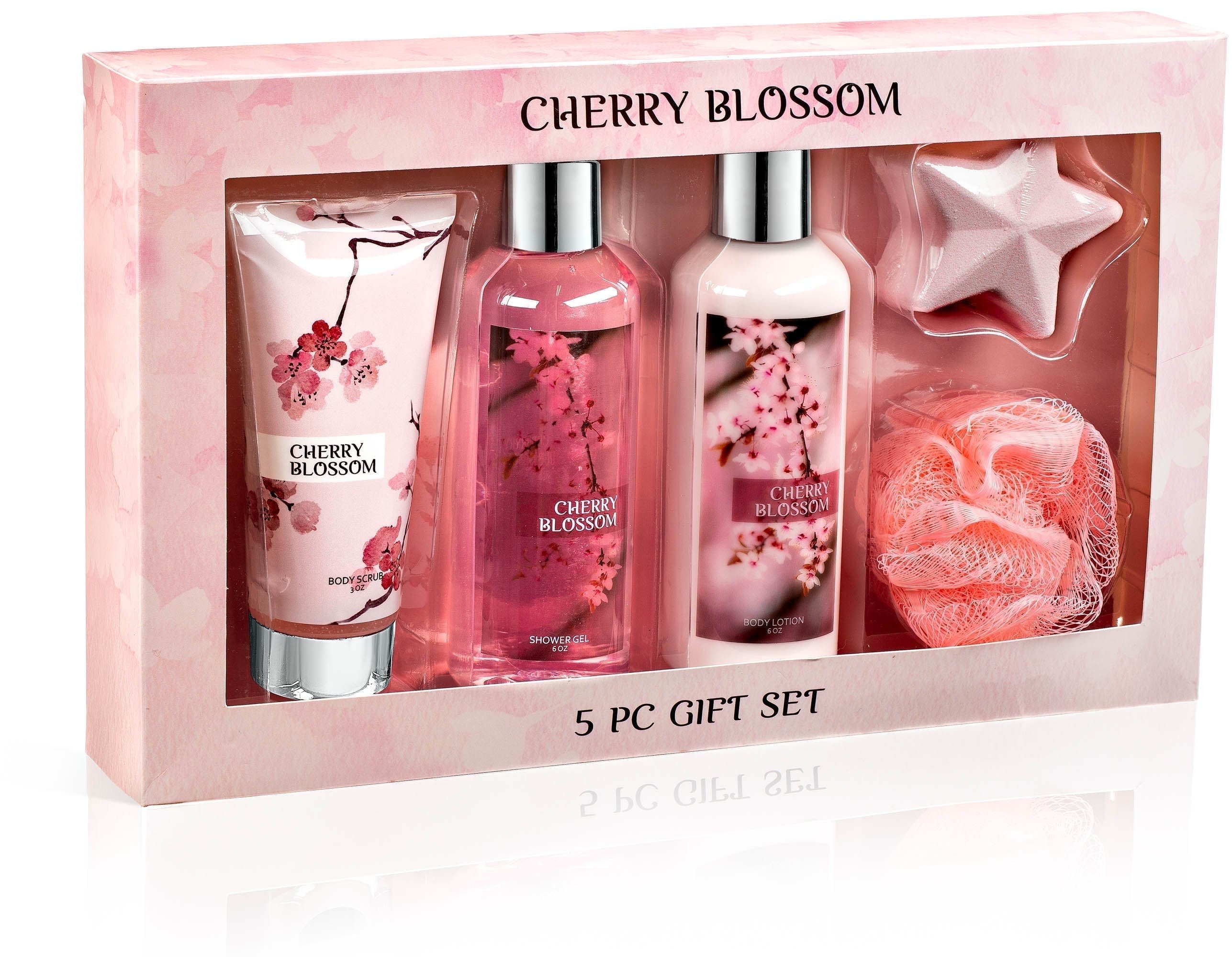 Cherry Blossom 5-Piece Moisturizing Bath & Body Gift Box for Women by Freida and Joe