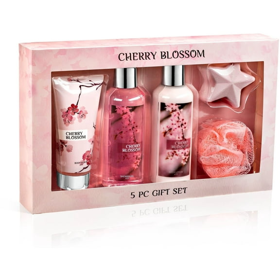 Cherry Blossom 5-Piece Moisturizing Bath & Body Gift Box for Women by Freida and Joe