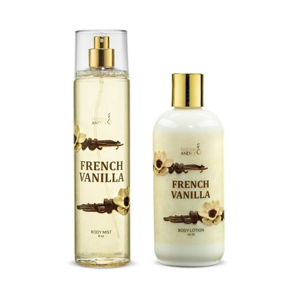 French Vanilla Spa Gift Set with Body Lotion and Body Mist, Sweet Bath and Body Set, Relaxing Self Care Skincare Gift