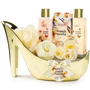Vanilla Spa Gift Set for Women Bath and Body Care Collection with Shower Gel Body Lotion Bath Salts Bath Bomb Valentines Gift