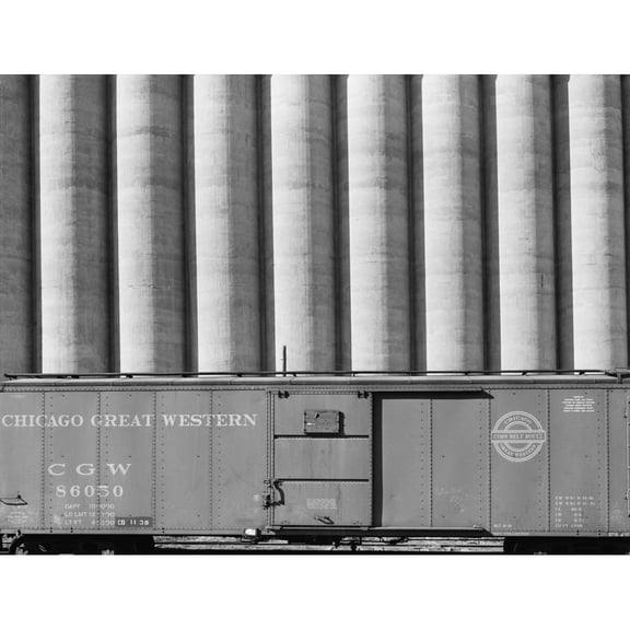 Freight Car And Grain Elevators At Omaha History (36 x 24)