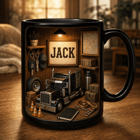 Freight Driver Dad Custom Mug, Personalized Truck Accent Mug Father’s Day Gift