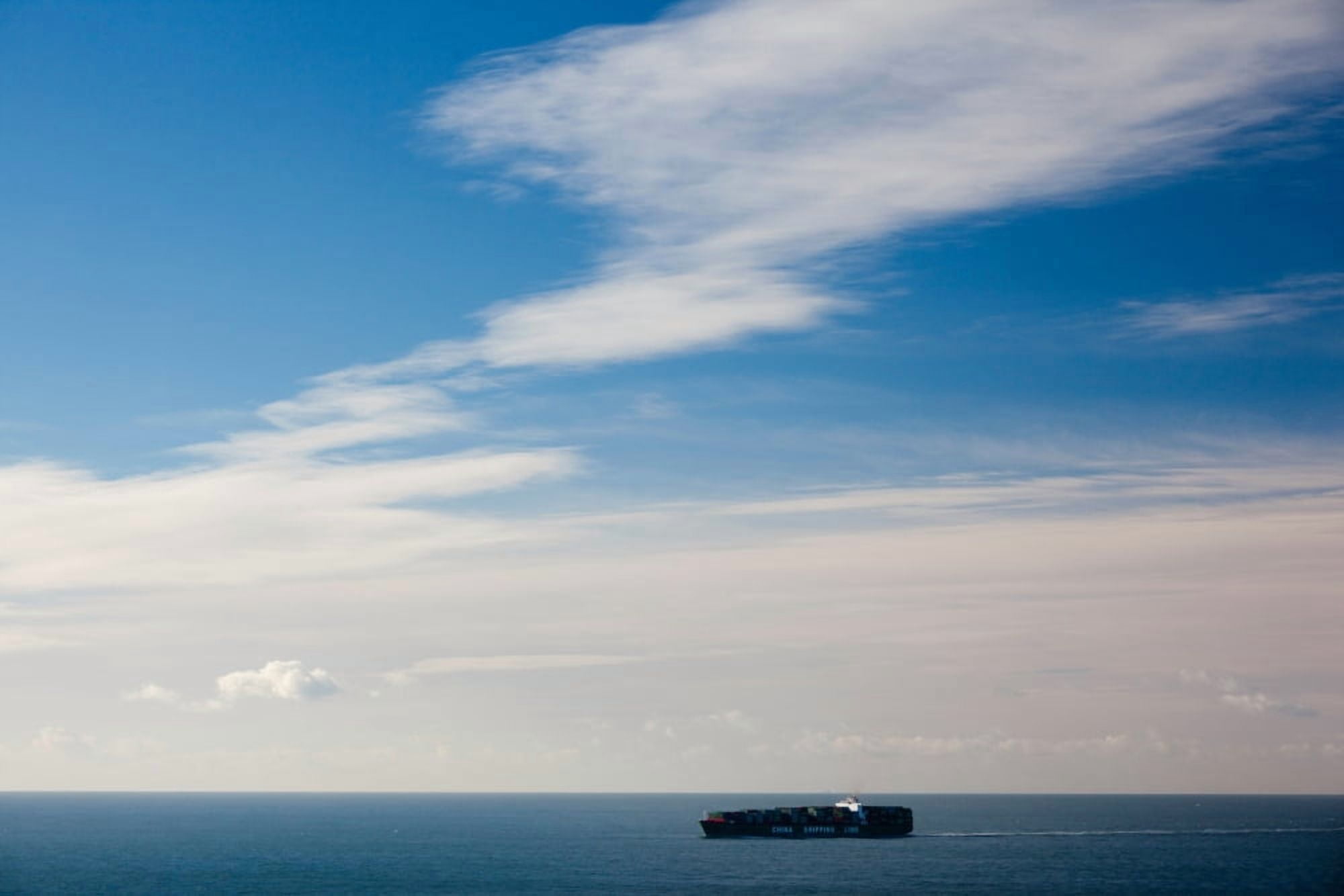 Freighter in the sea Point Bonita Golden Gate National Recreation Area Marin Headlands San Francisco Bay California USA Canvas Art - Panoramic Images (36 x 12)