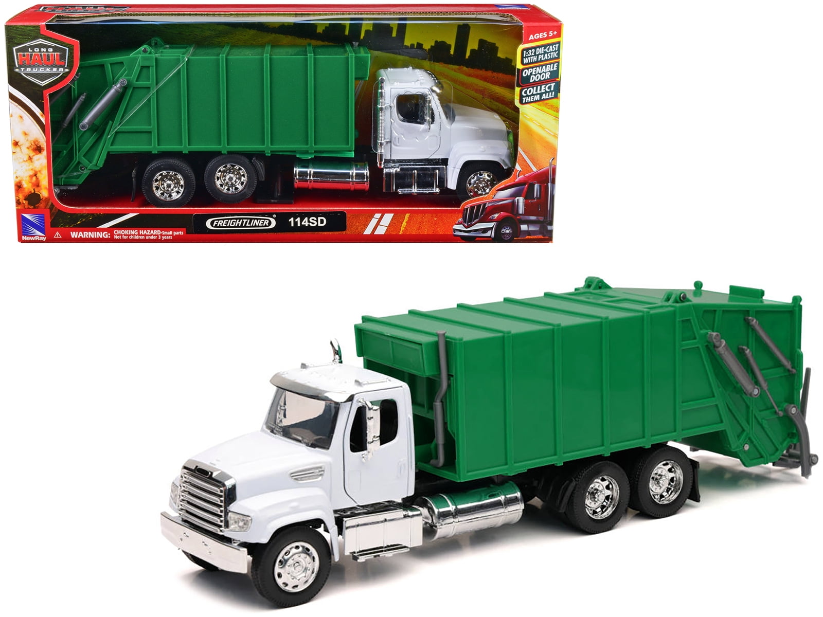1/32 飛車角 BIG DECORATION TRUCK Freightliner 114SD Garbage Truck White and Green 