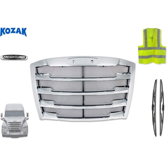Freightliner Cascadia 2018+ Chrome Front Grille with Steel Bug Screen