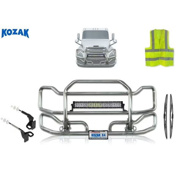 Compatible with Freightliner Cascadia 2018+ No Fog Light Grille Deer Bumper Guard (Aftermarket)