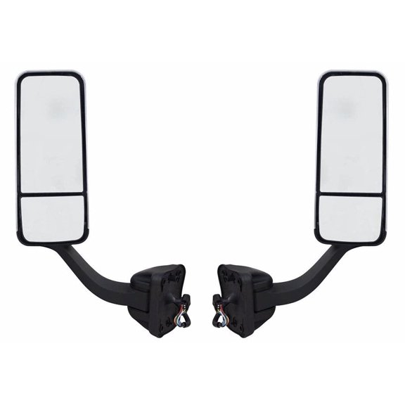 TORQUE Chrome Door Mirror Pair Set Replacement for 2008-2017 Freightliner Cascadia Semi Trucks Power Heated Driver Left Side LHD Passenger Right Side RHD (TR037-L, TR037-R)